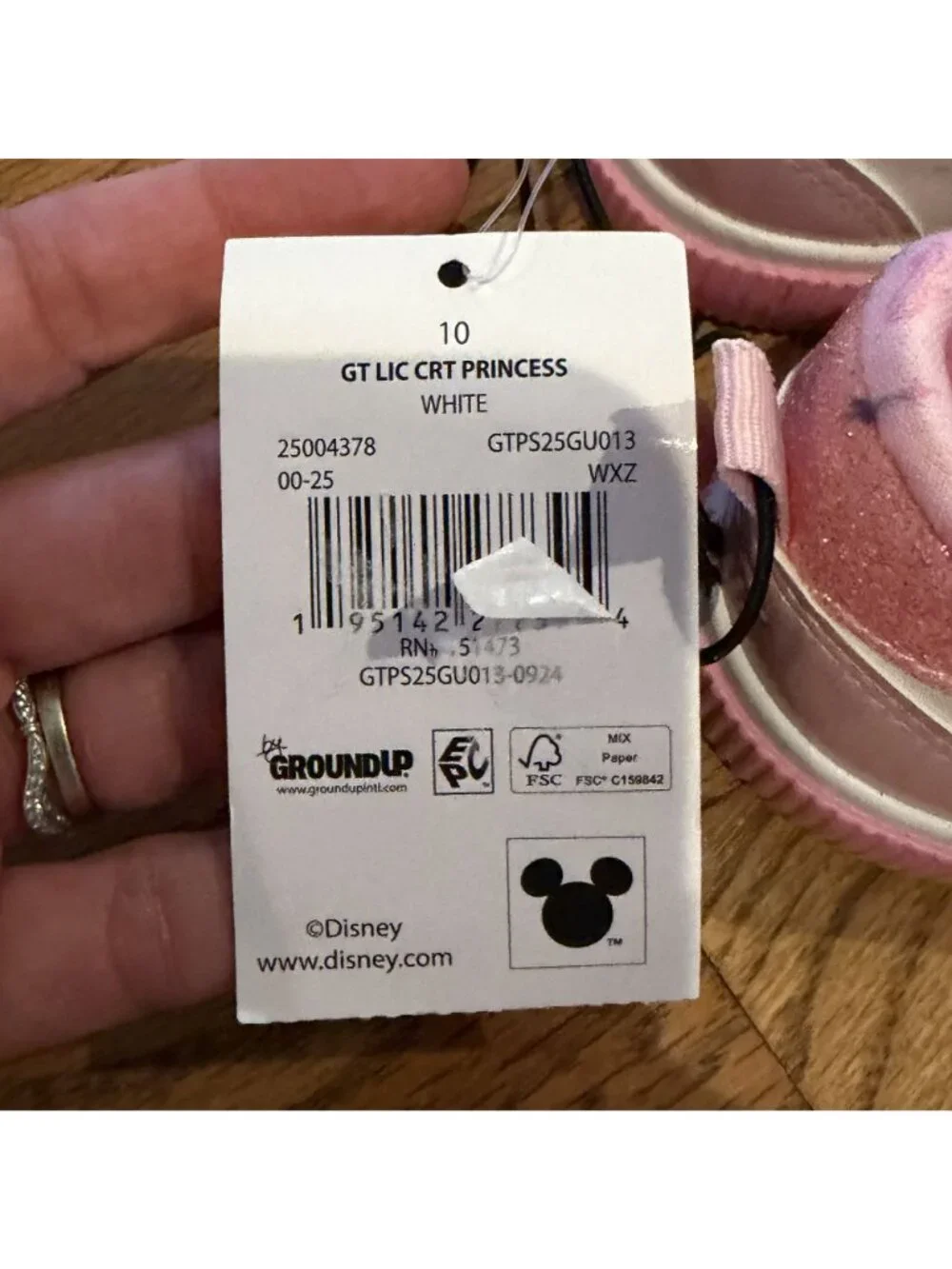 Disney Ground up Princess Shoes Cinderella Pink New Size 10